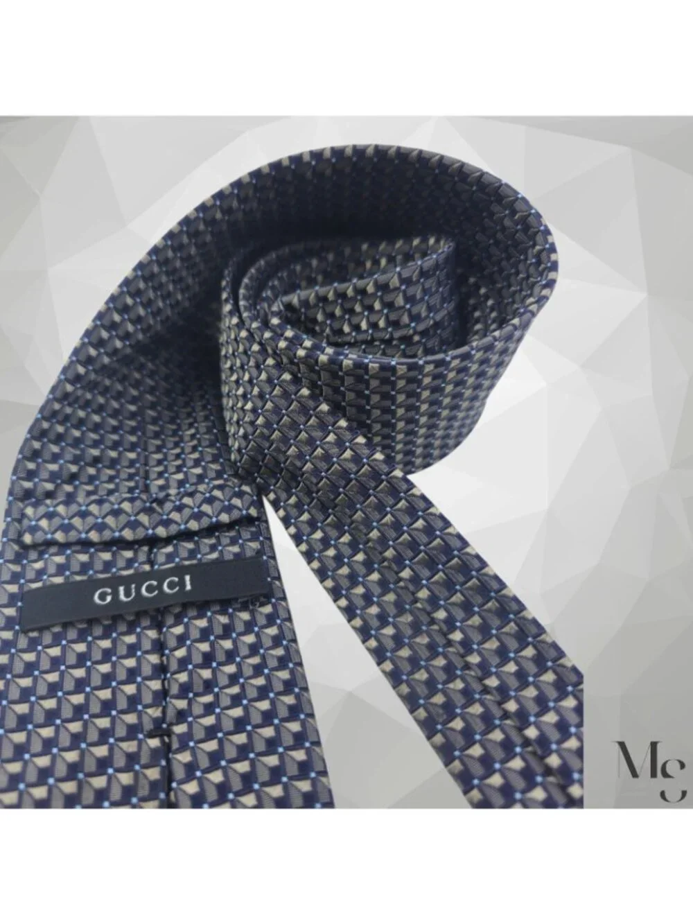GUCCI Brown Geometric Silk Tie Made In Italy 58